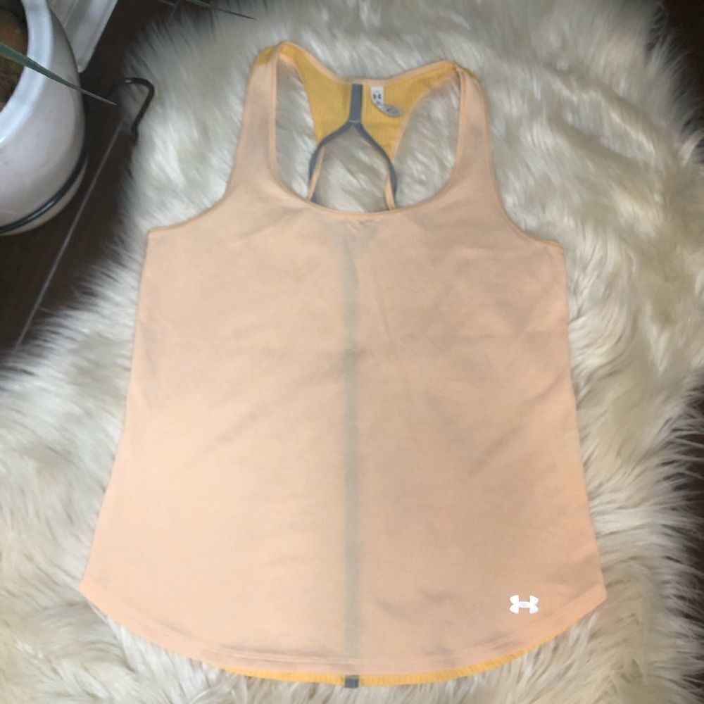 Under Armour yellow and grey trimmed tank small